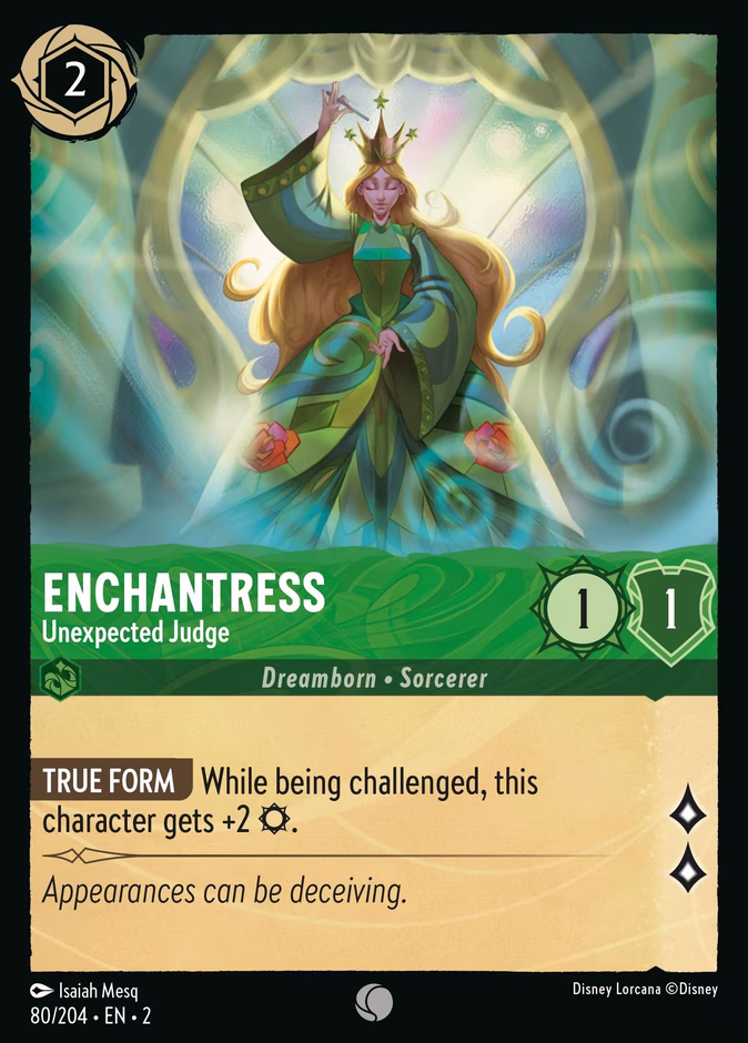 Enchantress - Unexpected Judge — Rise of the Floodborn #80 (Disney Lorcana card)