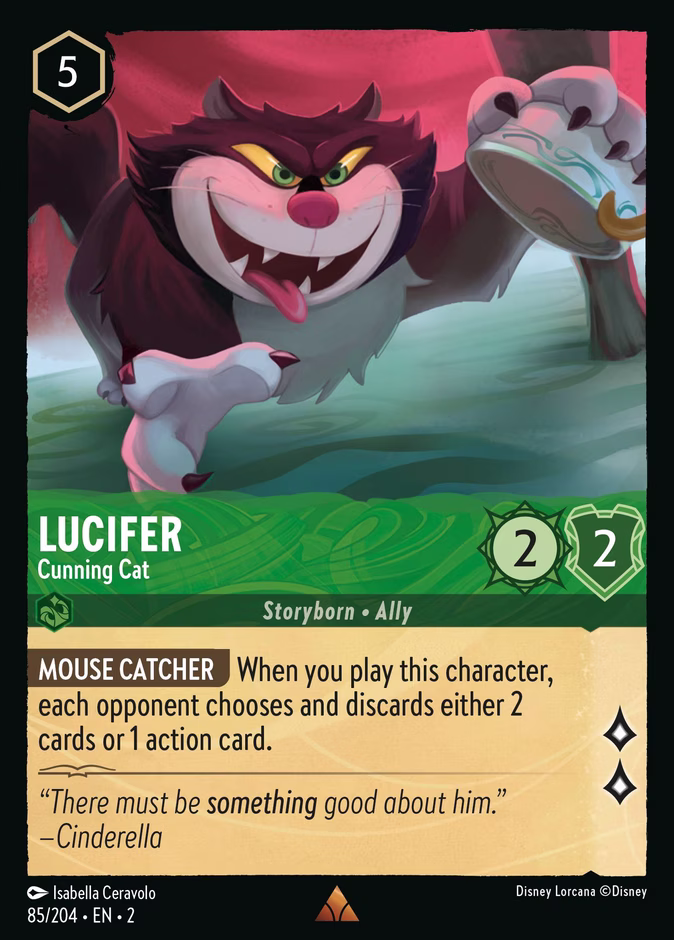 Lucifer - Cunning Cat — Rise of the Floodborn #85 (Disney Lorcana card)