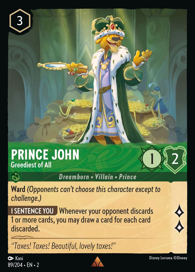 Prince John - Greediest of All — Rise of the Floodborn #89 (Disney Lorcana card)