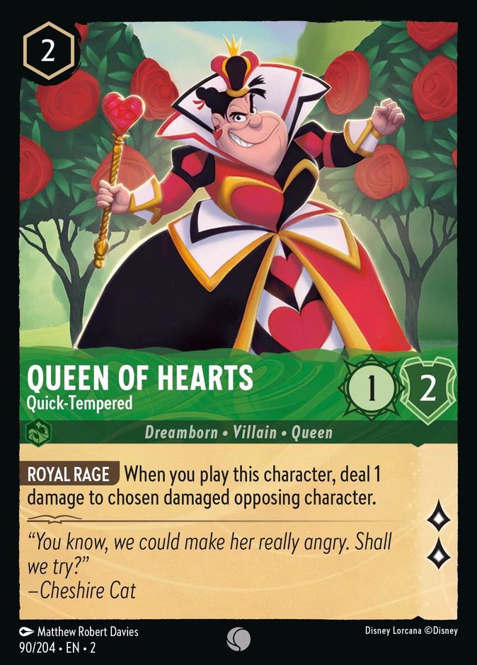 Queen of Hearts - Quick-Tempered — Rise of the Floodborn #90 (Disney Lorcana card)