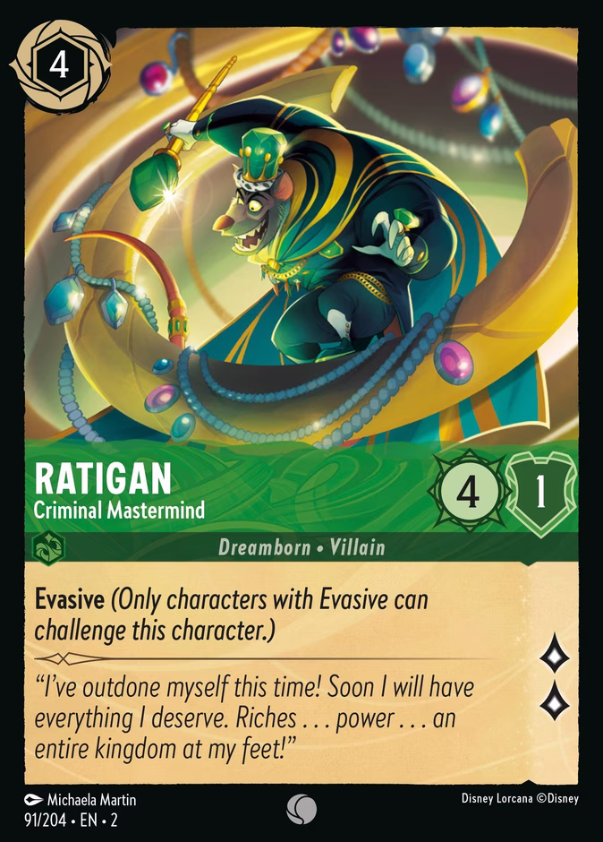 Ratigan - Criminal Mastermind — Rise of the Floodborn #91 (Disney Lorcana card)