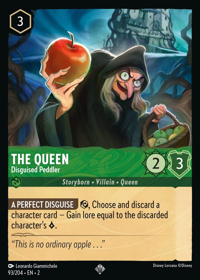 The Queen - Disguised Peddler — Rise of the Floodborn #93 (Disney Lorcana card)