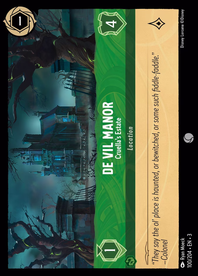 De Vil Manor - Cruella's Estate — Into the Inklands #100 (Disney Lorcana card)