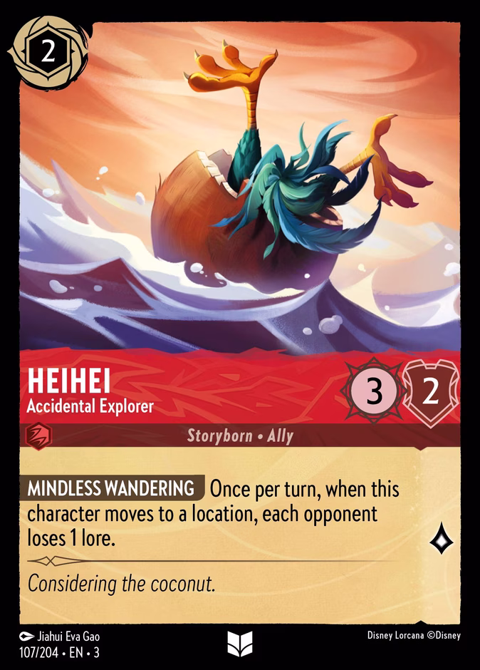 HeiHei - Accidental Explorer — Into the Inklands #107 (Disney Lorcana card)