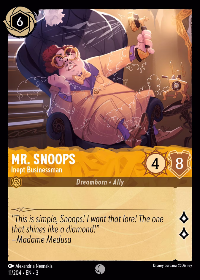 Mr. Snoops - Inept Businessman — Into the Inklands #11 (Disney Lorcana card)