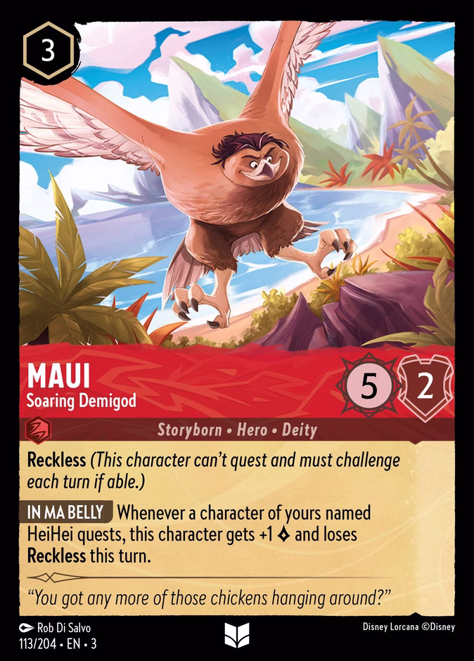 Maui - Soaring Demigod — Into the Inklands #113 (Disney Lorcana card)