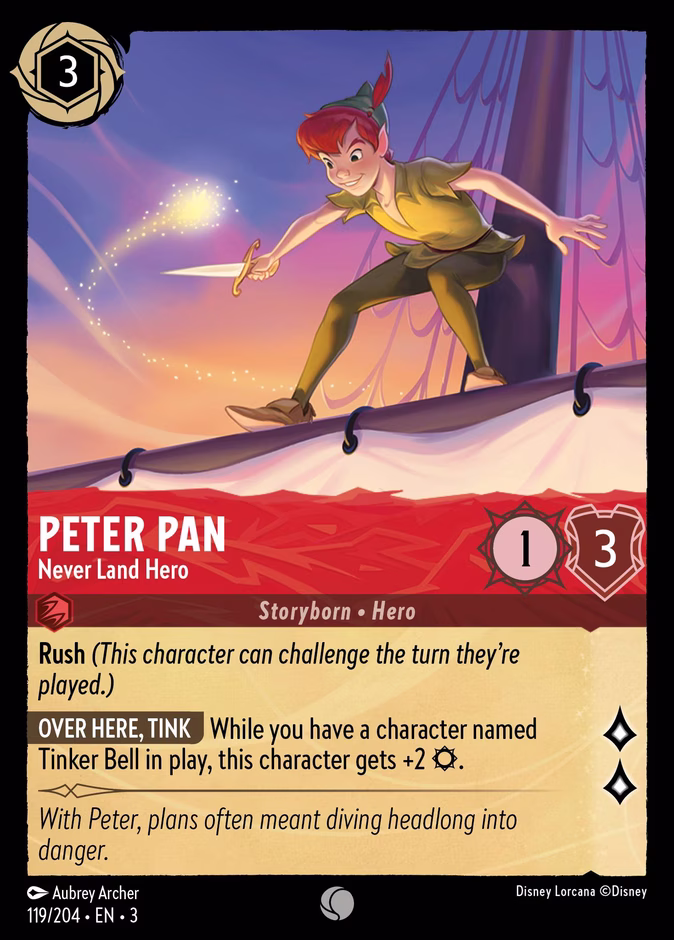 Peter Pan - Never Land Hero — Into the Inklands #119 (Disney Lorcana card)