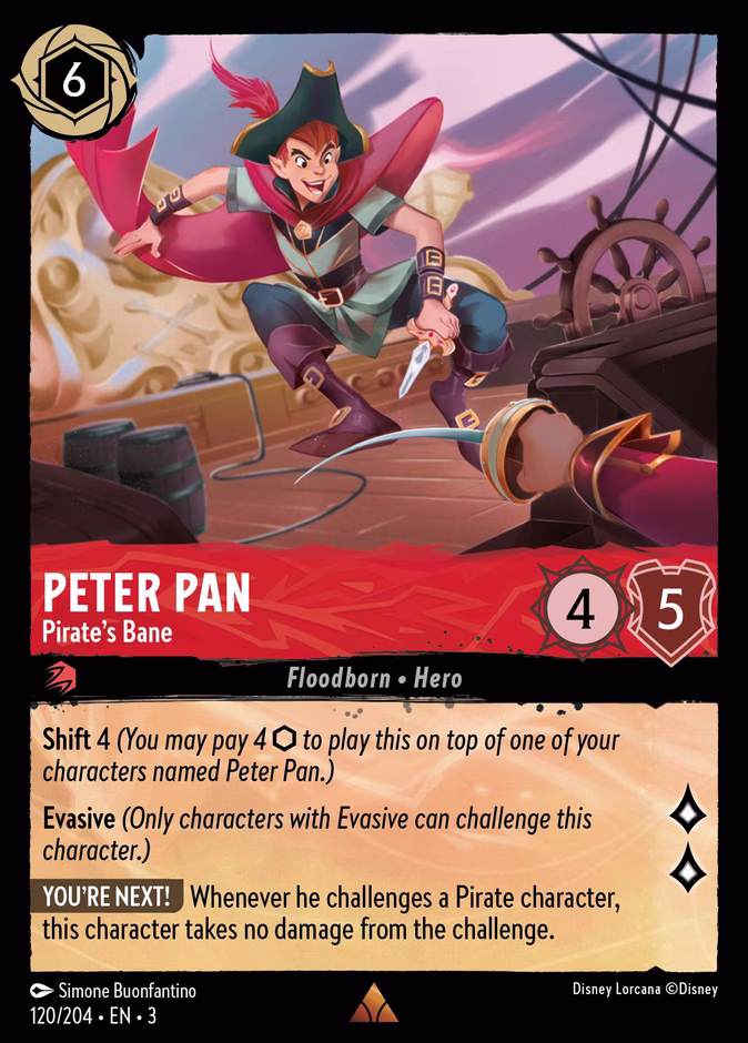 Peter Pan - Pirate's Bane — Into the Inklands #120 (Disney Lorcana card)