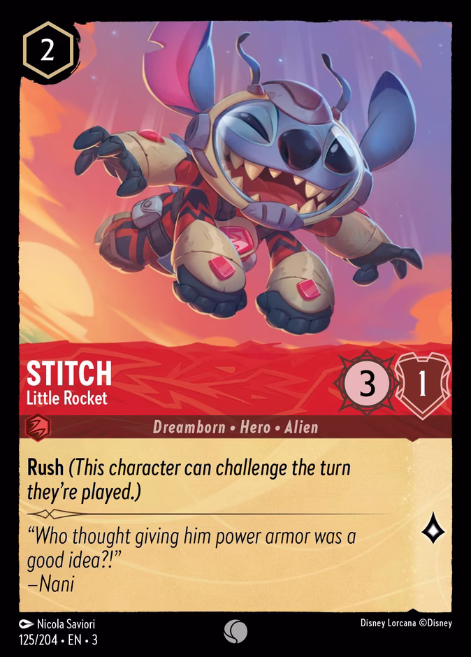 Stitch - Little Rocket — Into the Inklands #125 (Disney Lorcana card)
