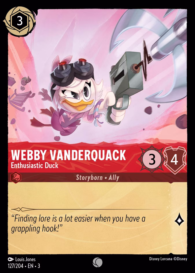 Webby Vanderquack - Enthusiastic Duck — Into the Inklands #127 (Disney Lorcana card)