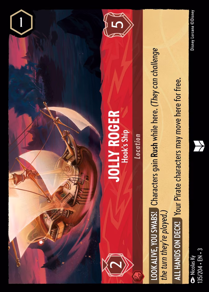 Jolly Roger - Hook's Ship — Into the Inklands #135 (Disney Lorcana card)