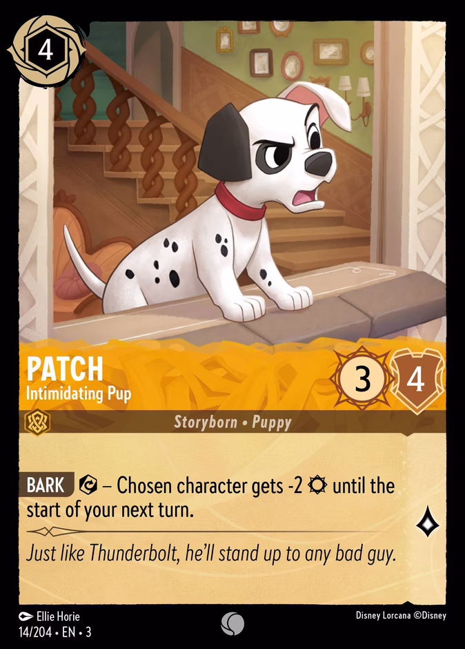 Patch - Intimidating Pup — Into the Inklands #14 (Disney Lorcana card)