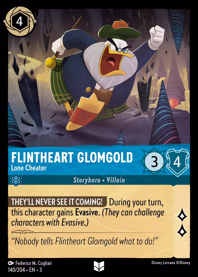 Flintheart Glomgold - Lone Cheater — Into the Inklands #140 (Disney Lorcana card)