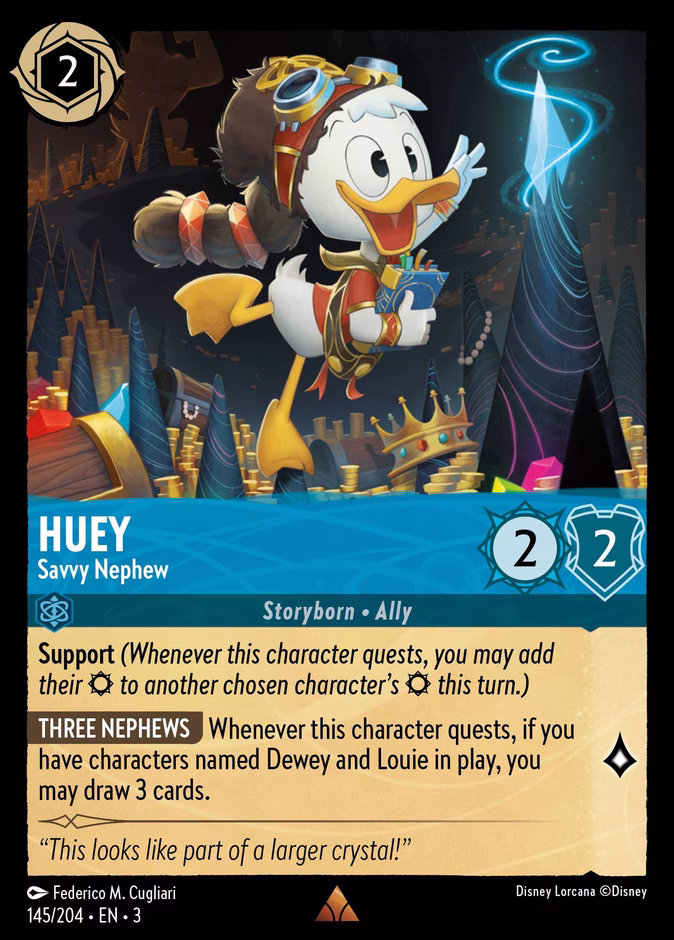 Huey - Savvy Nephew — Into the Inklands #145 (Disney Lorcana card)