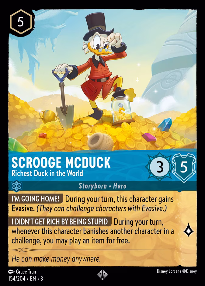 Scrooge McDuck - Richest Duck in the World — Into the Inklands #154 (Disney Lorcana card)