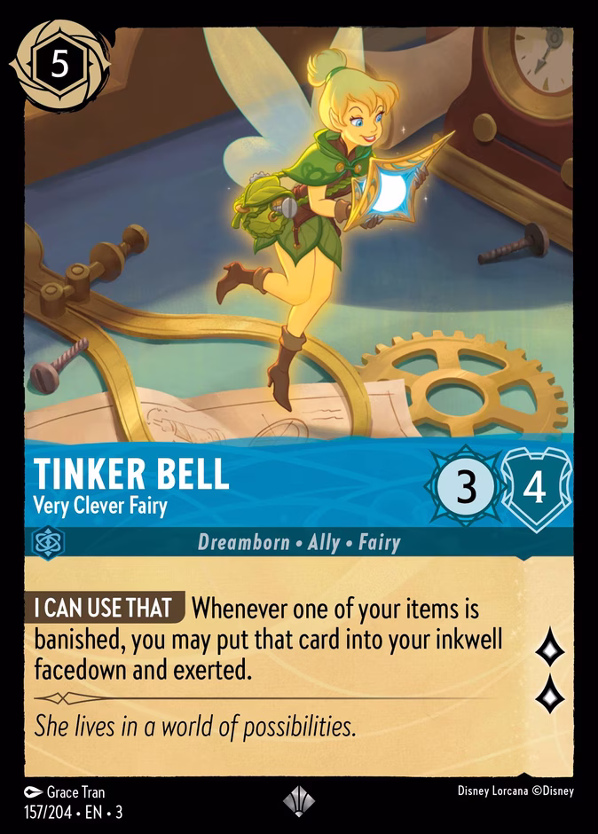 Tinker Bell - Very Clever Fairy — Into the Inklands #157 (Disney Lorcana card)