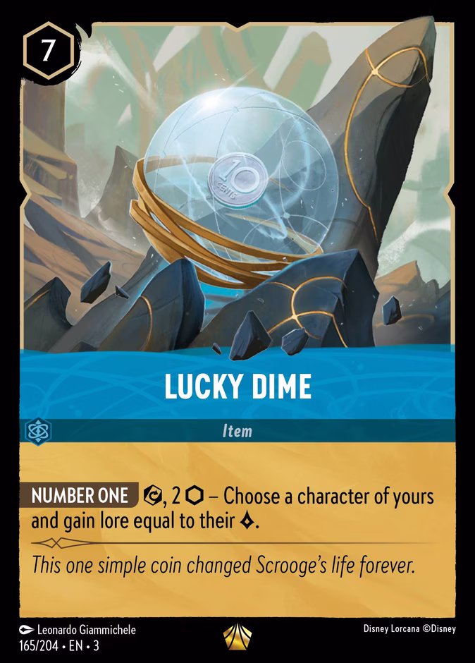 Lucky Dime — Into the Inklands #165 (Disney Lorcana card)