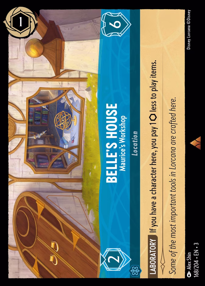 Belle's House - Maurice's Workshop — Into the Inklands #168 (Disney Lorcana card)