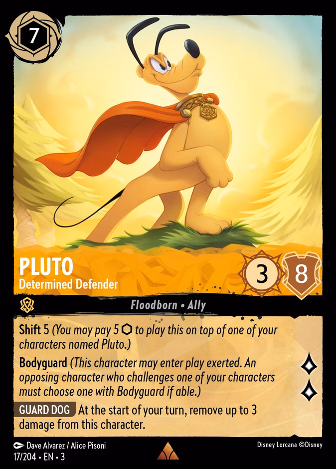 Pluto - Determined Defender — Into the Inklands #17 (Disney Lorcana card)