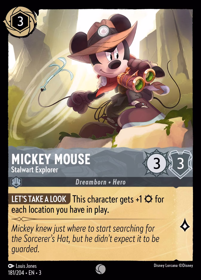Mickey Mouse - Stalwart Explorer — Into the Inklands #181 (Disney Lorcana card)