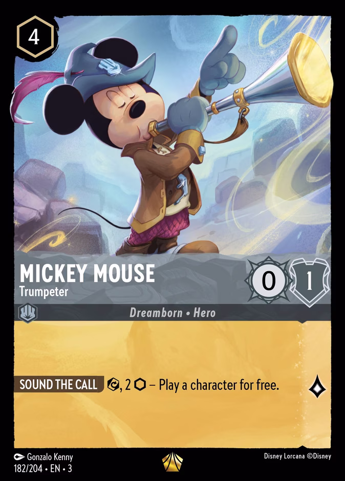 Mickey Mouse - Trumpeter — Into the Inklands #182 (Disney Lorcana card)