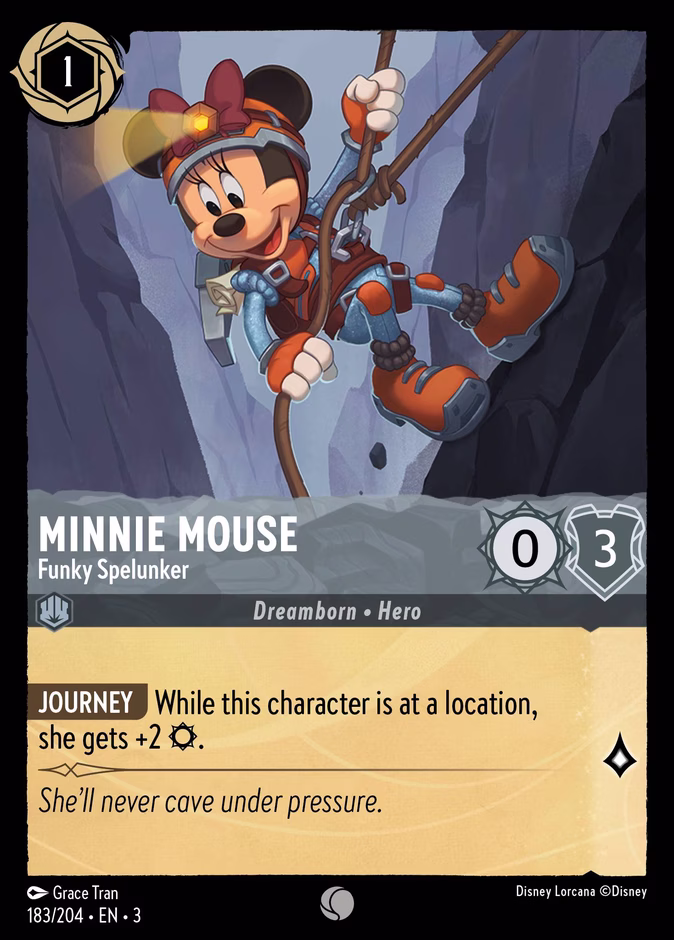 Minnie Mouse - Funky Spelunker — Into the Inklands #183 (Disney Lorcana card)