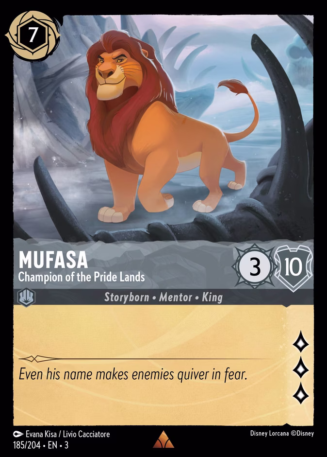 Mufasa - Champion of the Pride Lands — Into the Inklands #185 (Disney Lorcana card)