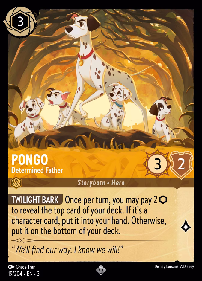 Pongo - Determined Father — Into the Inklands #19 (Disney Lorcana card)