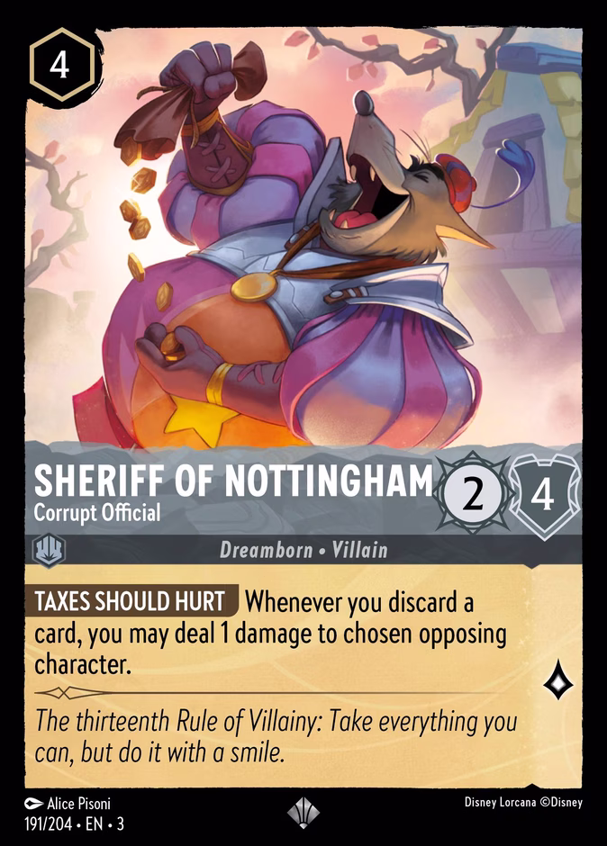 Sheriff of Nottingham - Corrupt Official — Into the Inklands #191 (Disney Lorcana card)