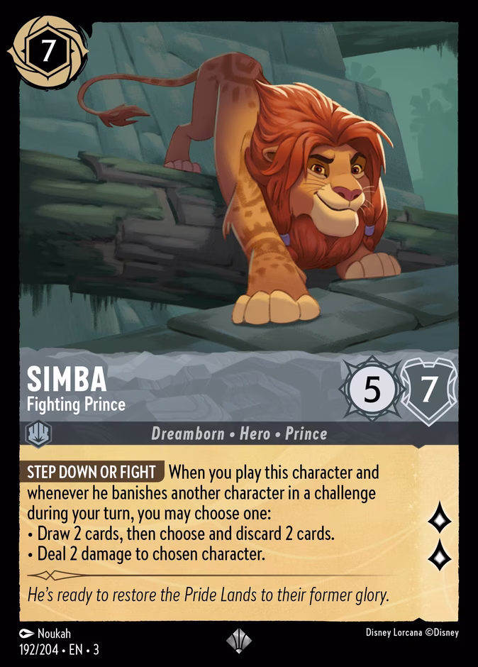 Simba - Fighting Prince — Into the Inklands #192 (Disney Lorcana card)