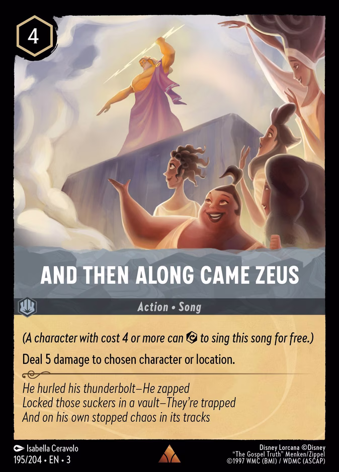 And Then Along Came Zeus — Into the Inklands #195 (Disney Lorcana card)