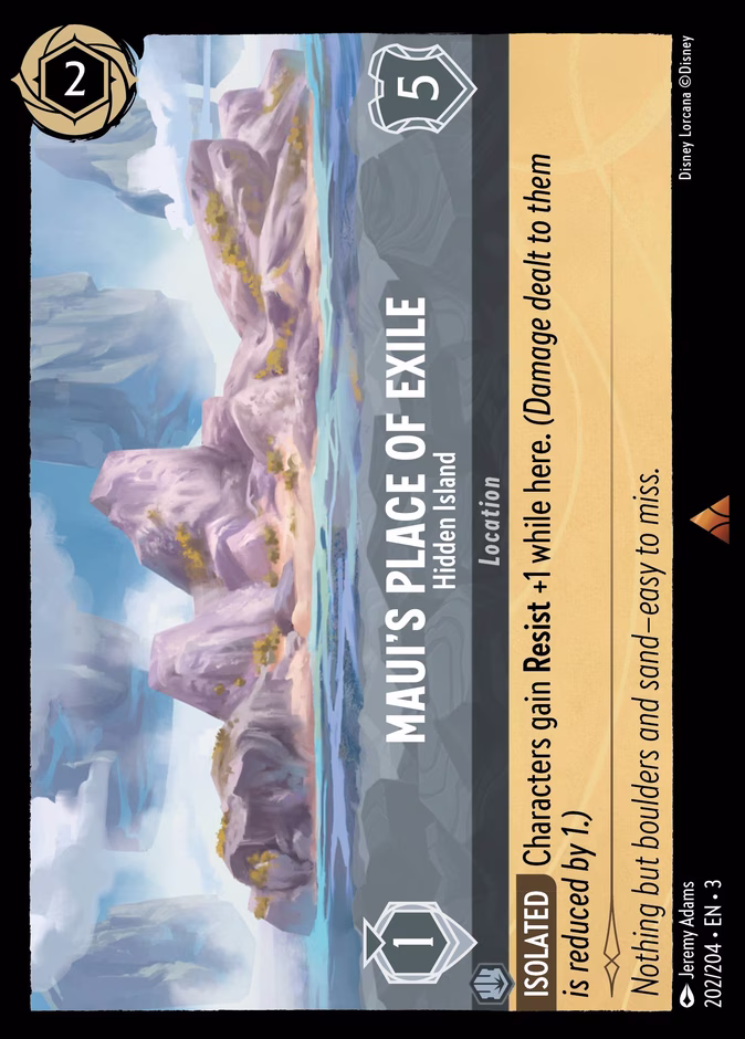 Maui's Place of Exile - Hidden Island — Into the Inklands #202 (Disney Lorcana card)