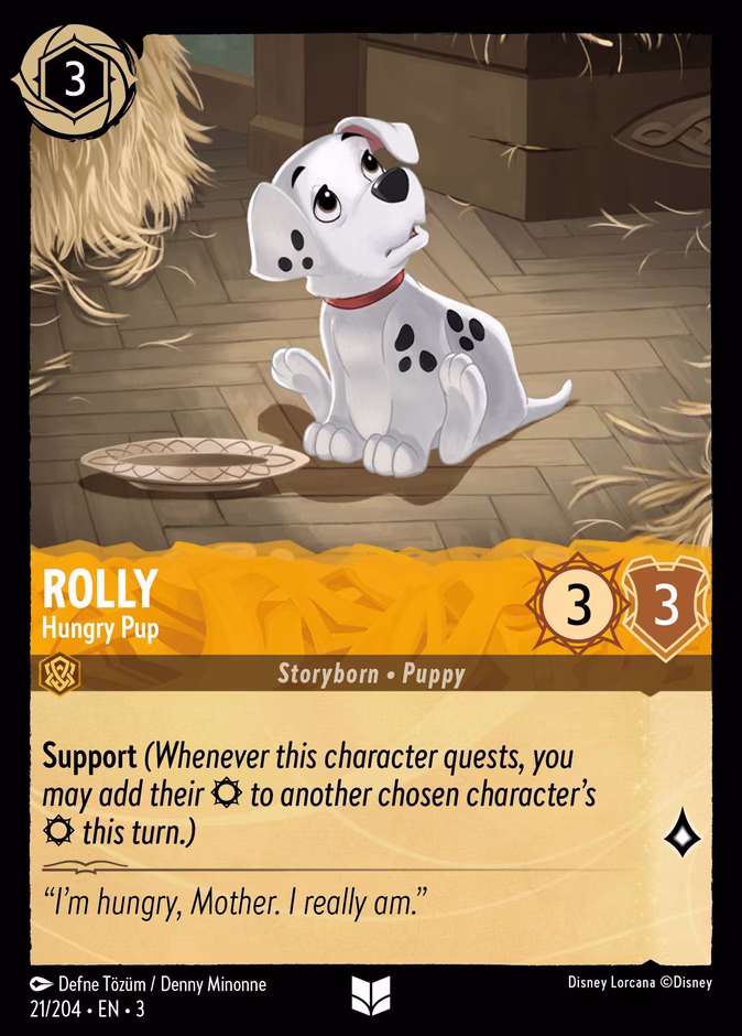 Rolly - Hungry Pup — Into the Inklands #21 (Disney Lorcana card)