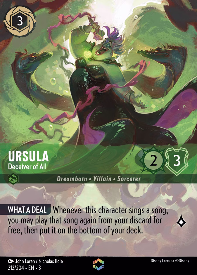 Ursula - Deceiver of All — Into the Inklands #212 (Disney Lorcana card)