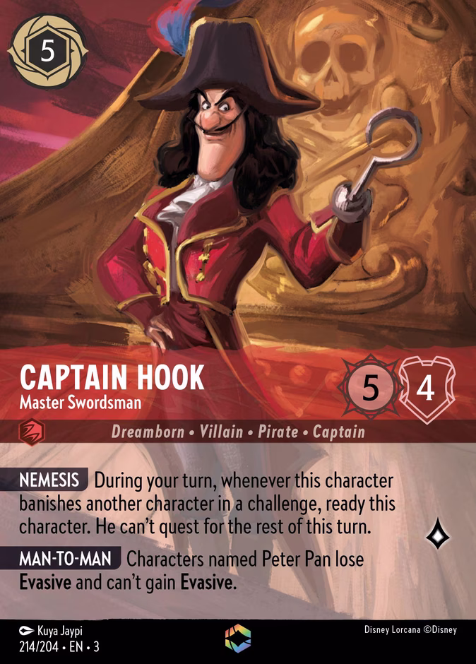 Captain Hook - Master Swordsman — Into the Inklands #214 (Disney Lorcana card)