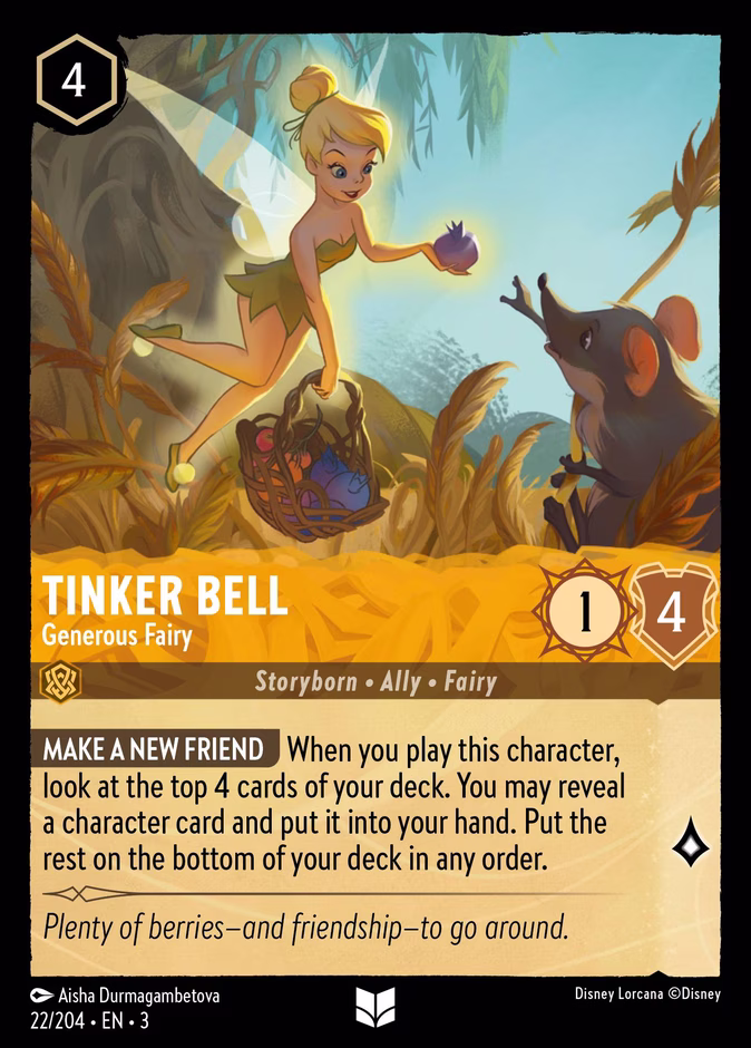 Tinker Bell - Generous Fairy — Into the Inklands #22 (Disney Lorcana card)