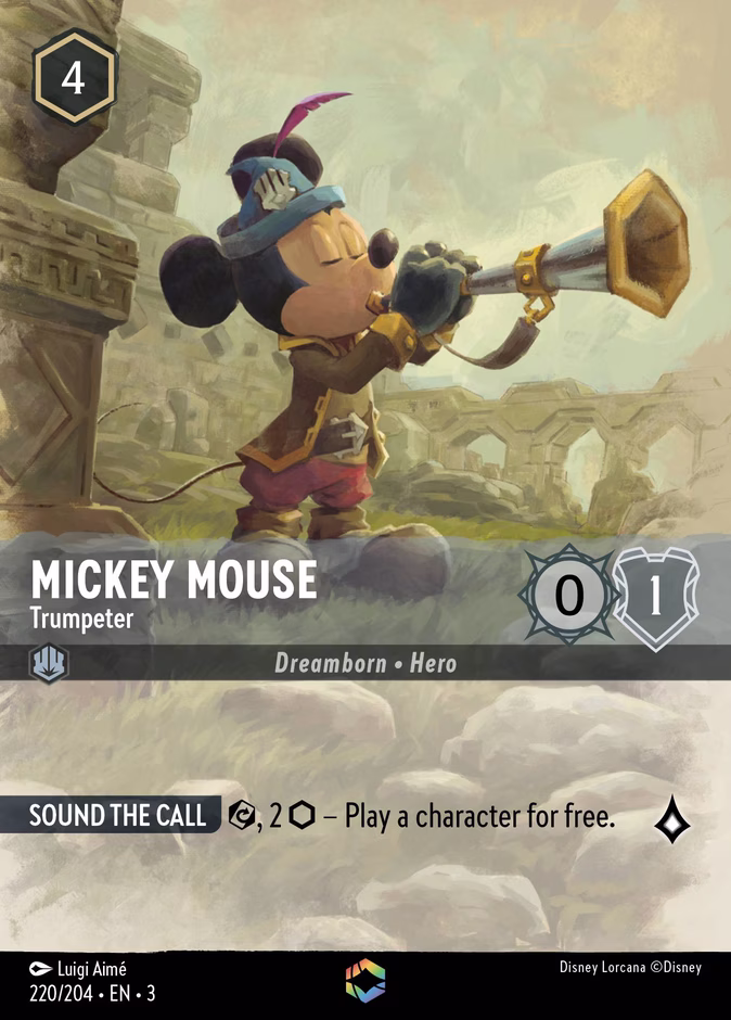 Mickey Mouse - Trumpeter — Into the Inklands #220 (Disney Lorcana card)