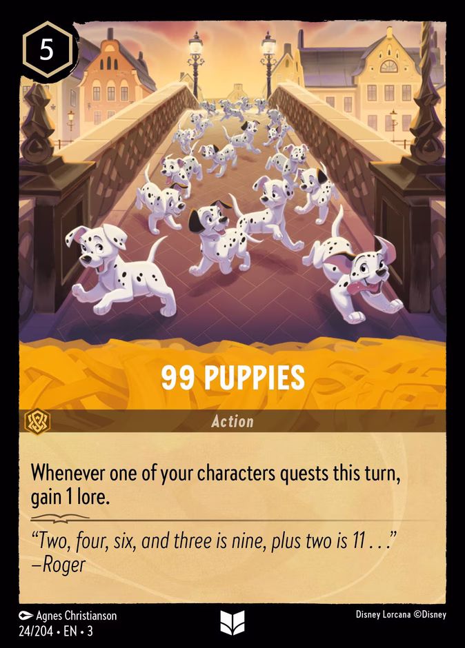 99 Puppies — Into the Inklands #24 (Disney Lorcana card)