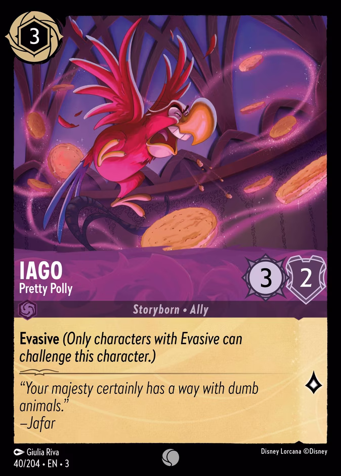 Iago - Pretty Polly — Into the Inklands #40 (Disney Lorcana card)