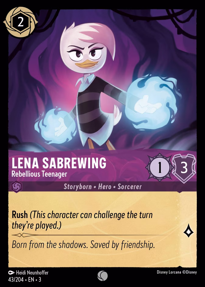 Lena Sabrewing - Rebellious Teenager — Into the Inklands #43 (Disney Lorcana card)