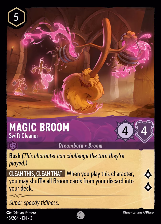 Magic Broom - Swift Cleaner — Into the Inklands #45 (Disney Lorcana card)