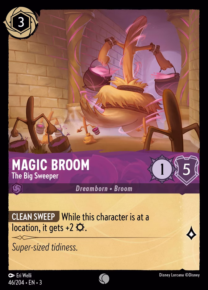 Magic Broom - The Big Sweeper — Into the Inklands #46 (Disney Lorcana card)