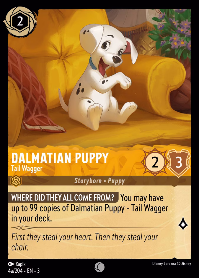 Dalmatian Puppy - Tail Wagger — Into the Inklands #4a (Disney Lorcana card)