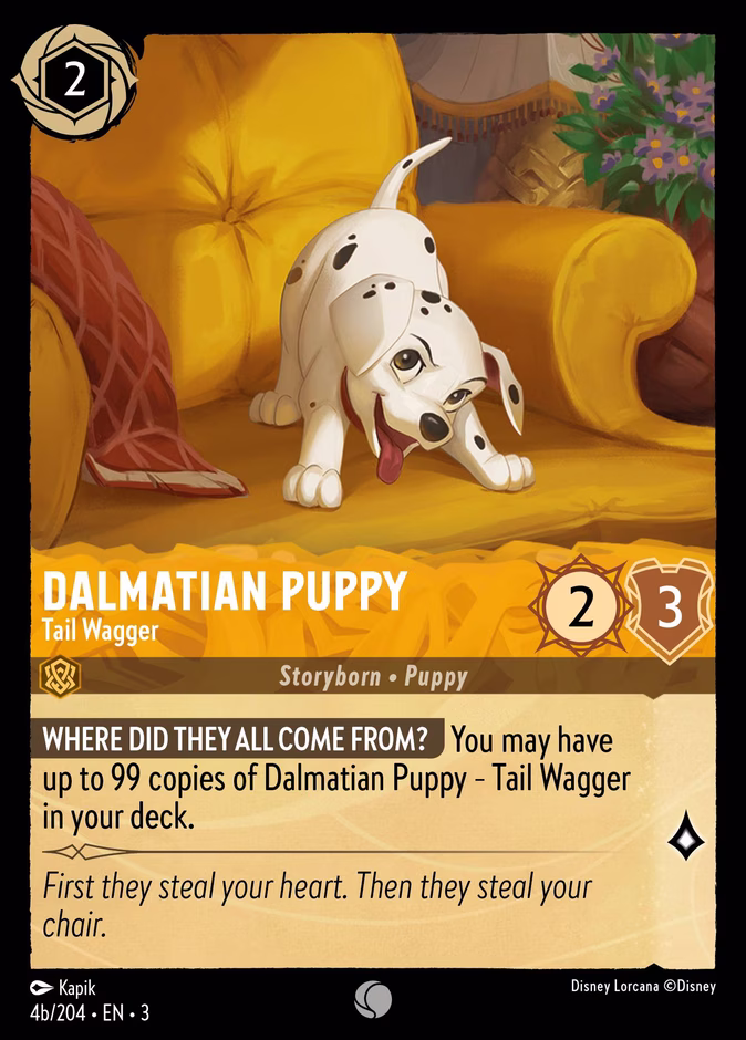 Dalmatian Puppy - Tail Wagger — Into the Inklands #4b (Disney Lorcana card)