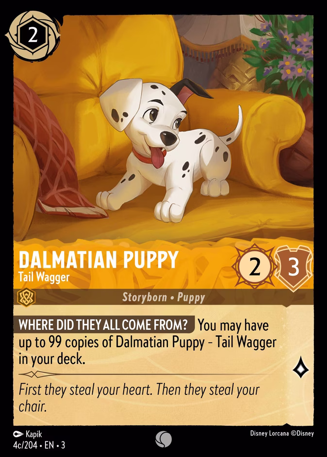 Dalmatian Puppy - Tail Wagger — Into the Inklands #4c (Disney Lorcana card)