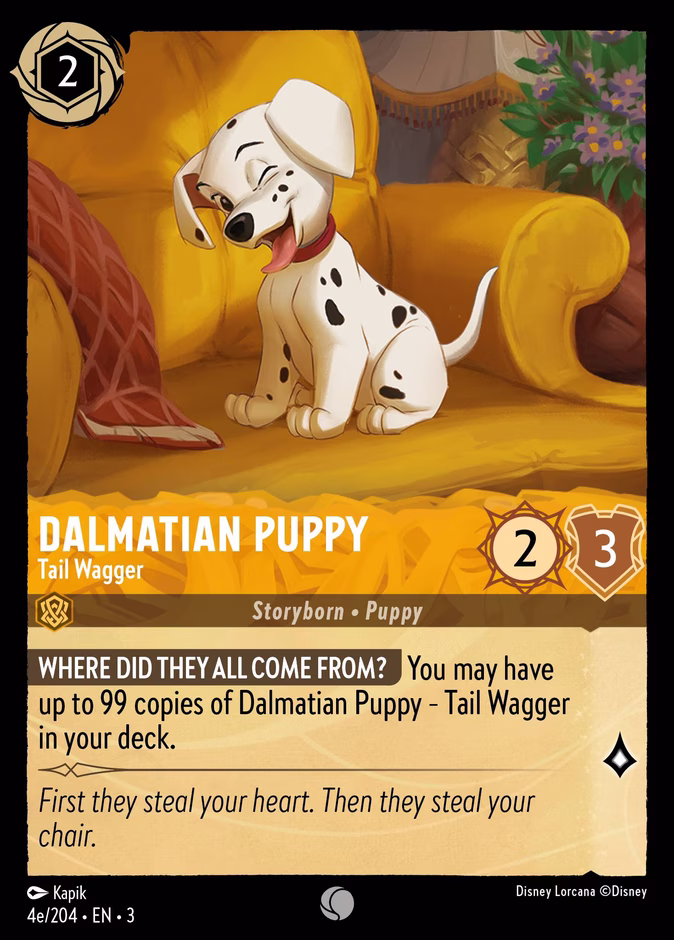 Dalmatian Puppy - Tail Wagger — Into the Inklands #4e (Disney Lorcana card)