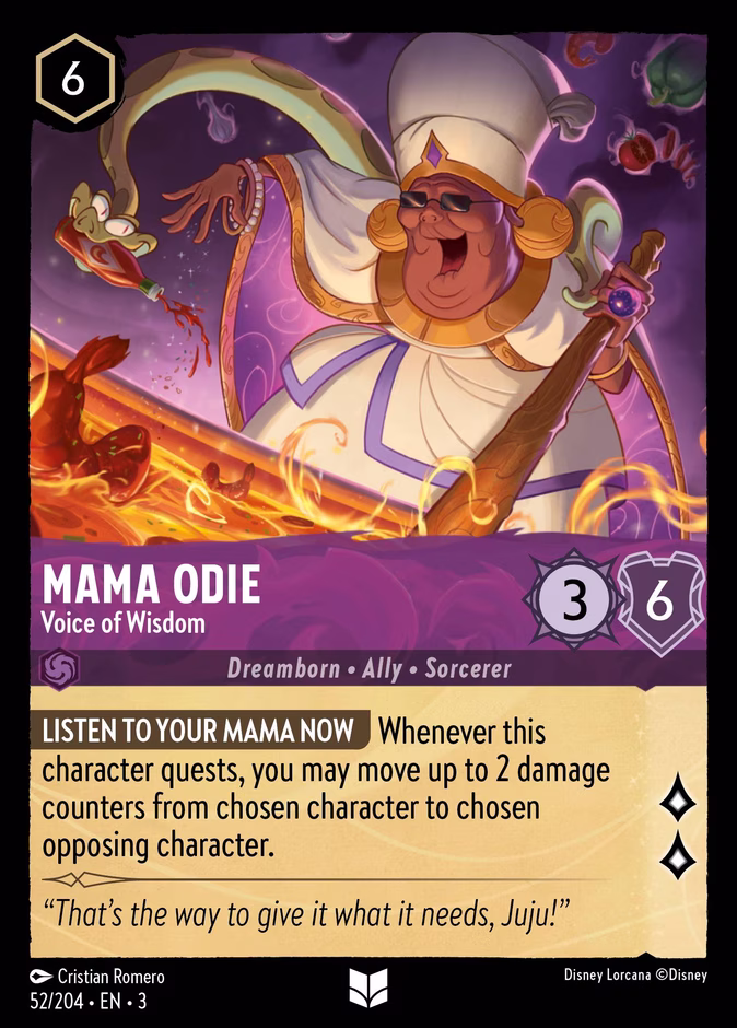 Mama Odie - Voice of Wisdom — Into the Inklands #52 (Disney Lorcana card)
