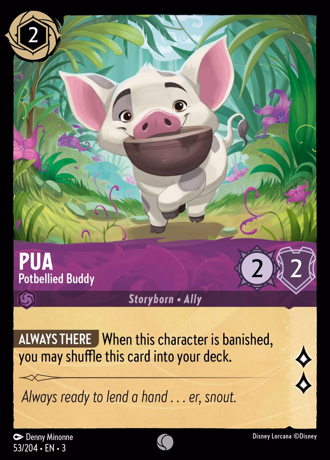 Pua - Potbellied Buddy — Into the Inklands #53 (Disney Lorcana card)