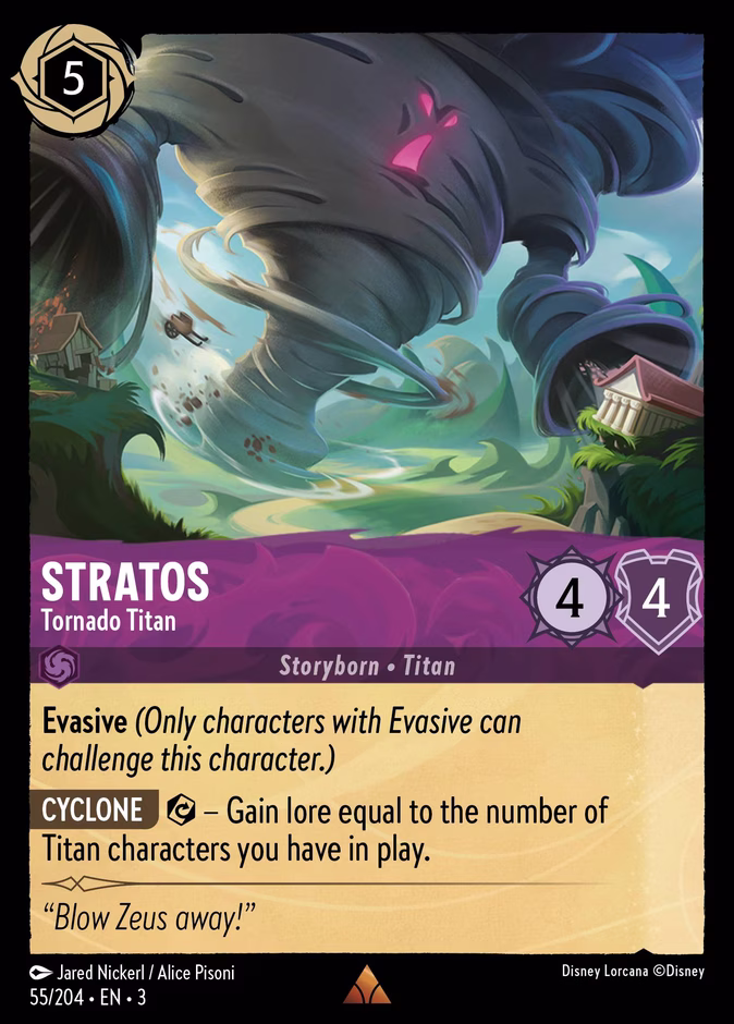 Stratos - Tornado Titan — Into the Inklands #55 (Disney Lorcana card)
