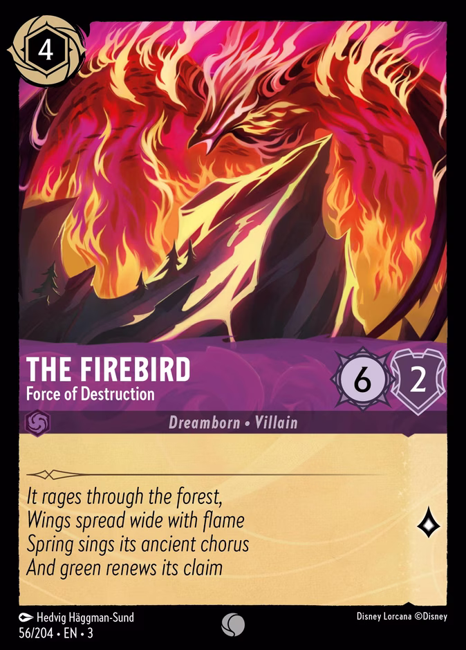 The Firebird - Force of Destruction — Into the Inklands #56 (Disney Lorcana card)